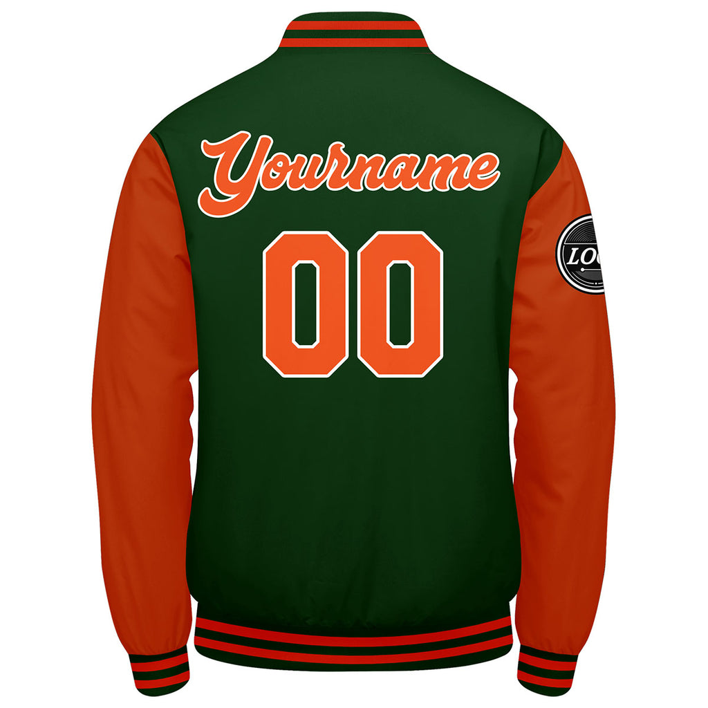Custom Varsity Jacket Letterman jacket for Men, Women and Youth Dark Green Orange enthsush