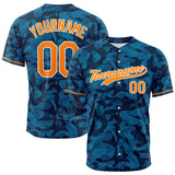 Custom Full Print Design Authentic Baseball Jersey blue camouflage
