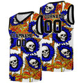 Custom basketball jersey for men and women. Stitched and printed name, number and logo Royal enthsush