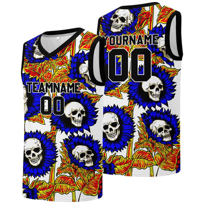 Custom basketball jersey for men and women. Stitched and printed name, number and logo Royal enthsush