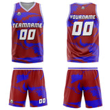 Custom Tie-dye Red Royal Basketball Jersey Uniform Suit Printed Your Logo Name Number
