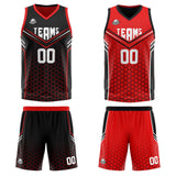 Custom Black Red Reversible Basketball Suit for Adults and Kids Personalized Jersey