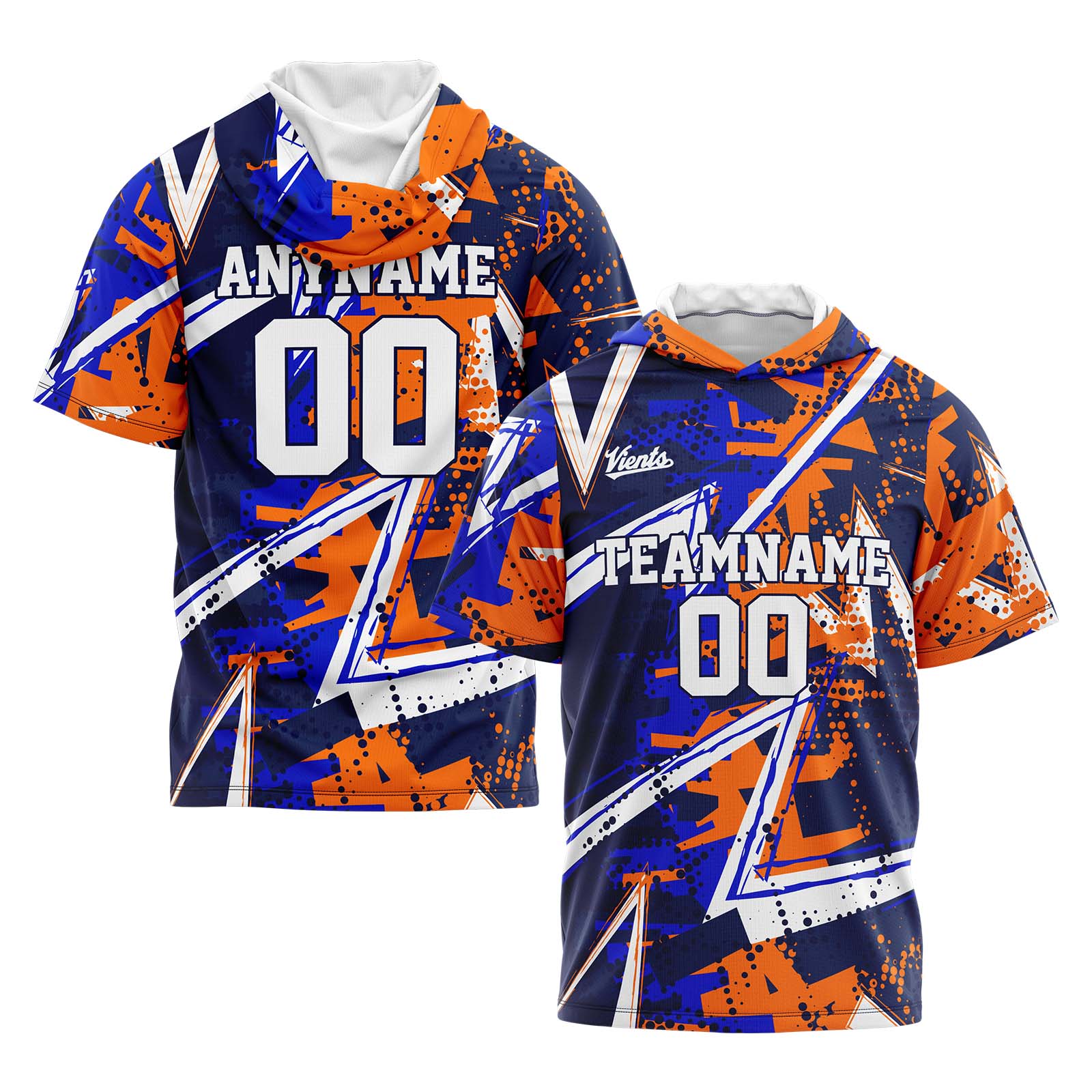 Custom Navy Royal Orange Short Sleeve Hoodies for Men Women Shirts with Hoods Printed Name Logo enthsush