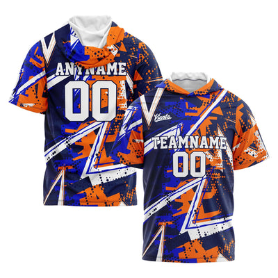 Custom Navy Royal Orange Short Sleeve Hoodies for Men Women Shirts with Hoods Printed Name Logo enthsush