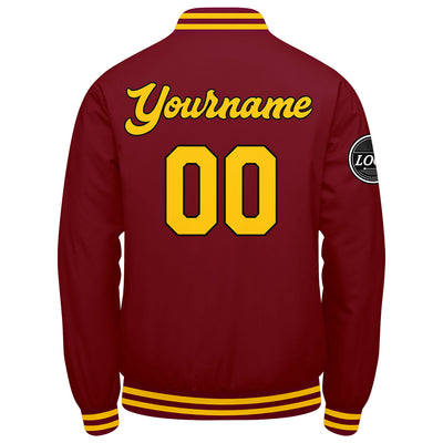 Custom Varsity Jacket Letterman jacket for Men, Women and Youth Crimson Yellow enthsush