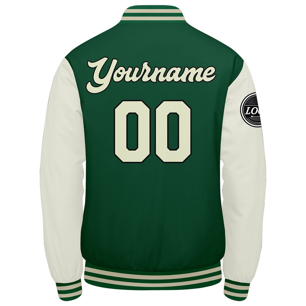 Custom Varsity Jacket Letterman jacket for Men, Women and Youth Green Cream enthsush
