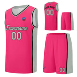 Custom basketball jersey shorts for men and women. Embroidered and printed name, number and logo Pink