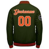 Custom Varsity Jacket Letterman jacket for Men, Women and Youth Olive green Orange