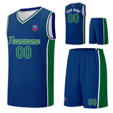 Custom basketball jersey shorts for men and women. Embroidered and printed name, number and logo Blue