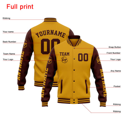 Custom Varsity Jacket Letterman jacket for Men, Women and Youth Gold Burgundy enthsush