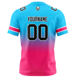 Custom Light Blue Pink Gradient Football Jersey Personalized Football Shirts for Men Women  Printed Team Name Number Logo