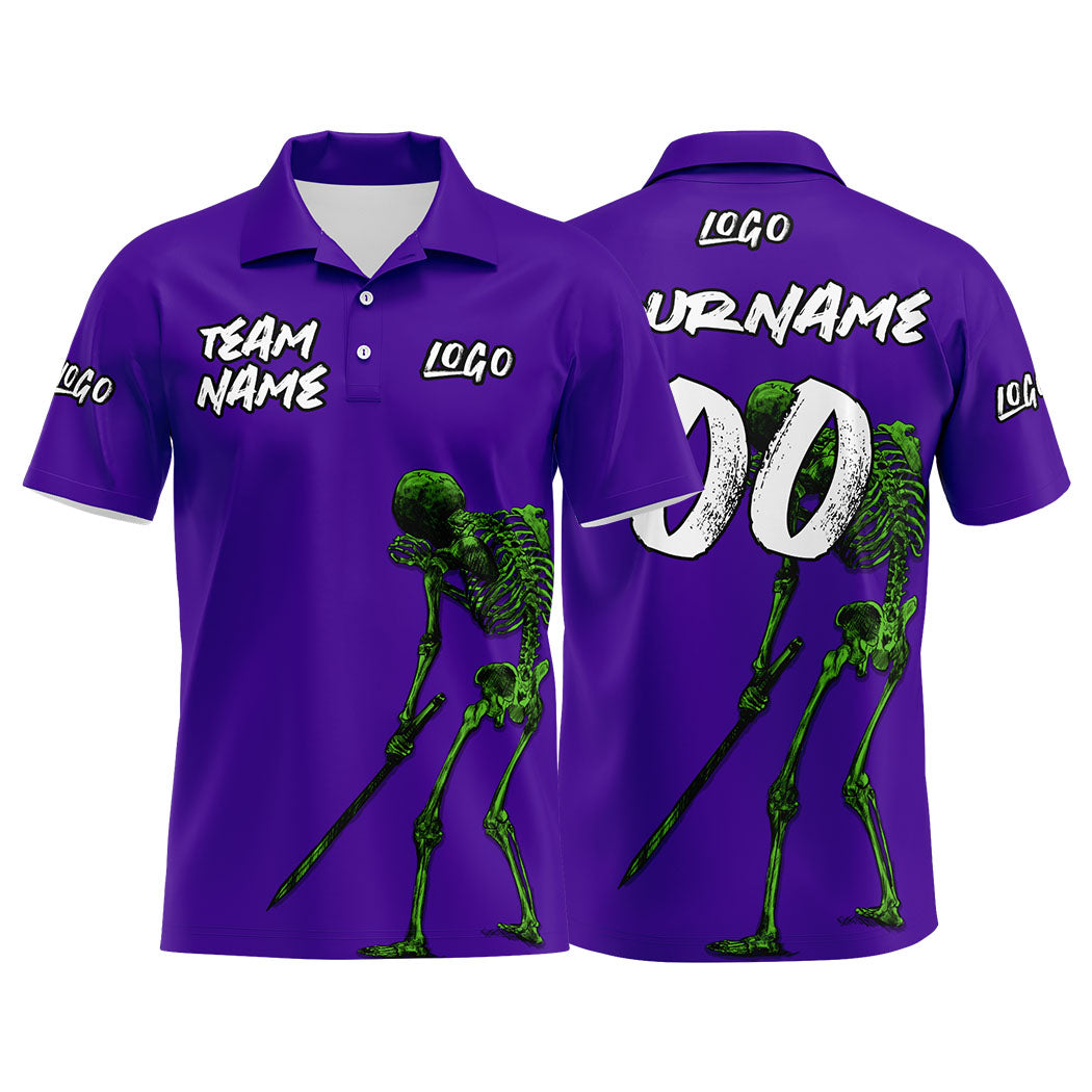 Custom Football Polo Shirts  Add Your Unique Logo/Name/Number Purple enthsush