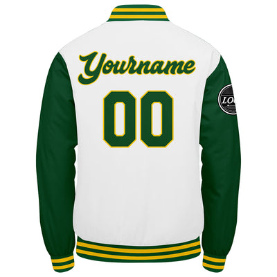 Custom Varsity Jacket Letterman jacket for Men, Women and Youth Green Yellow White enthsush