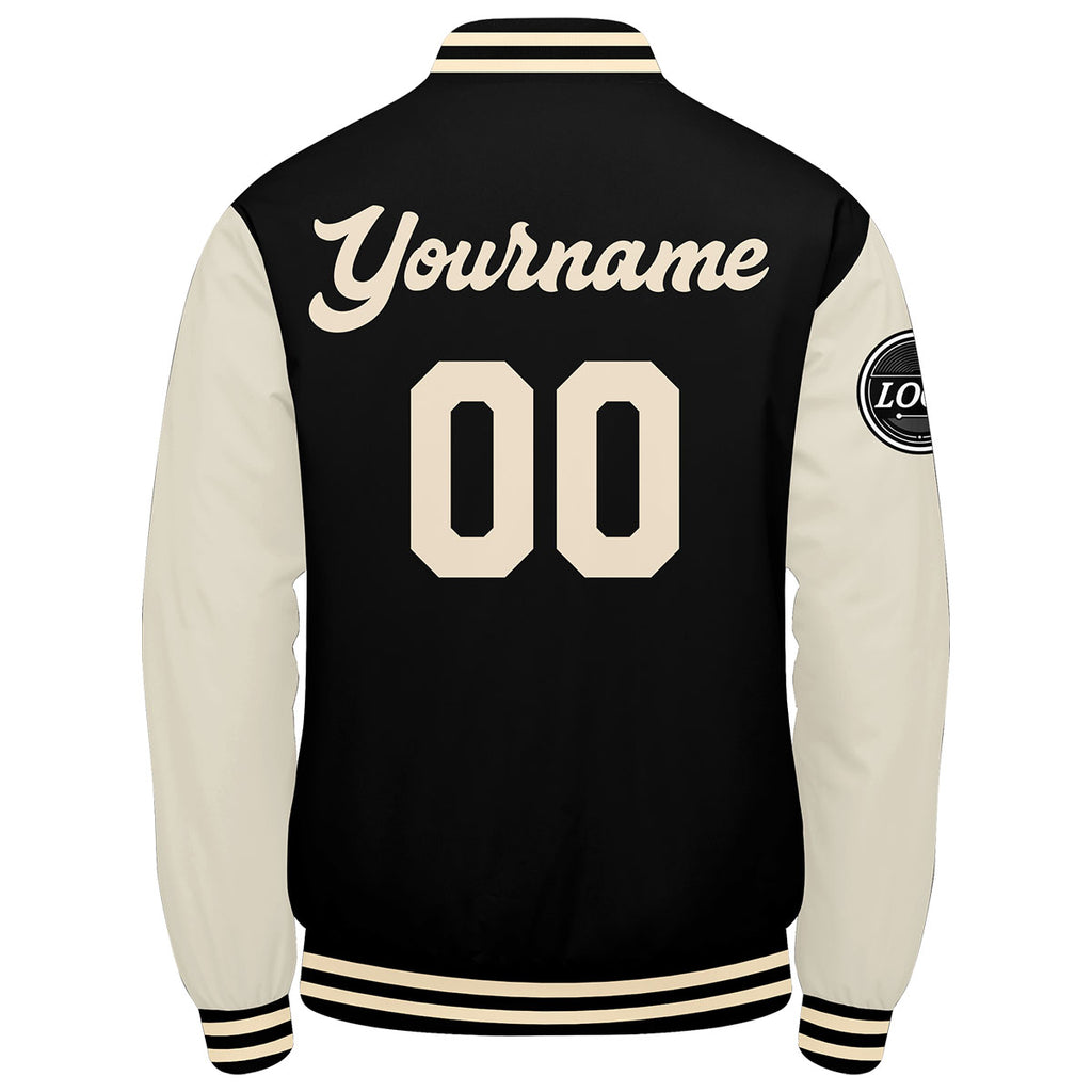 Custom Varsity Jacket Letterman jacket for Men, Women and Youth Black Cream enthsush