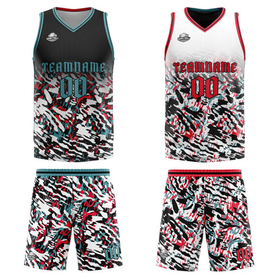 Custom Black Red Green Reversible Basketball Suit for Adults and Kids Personalized Jersey enthsush