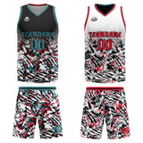 Custom Black Red Green Reversible Basketball Suit for Adults and Kids Personalized Jersey