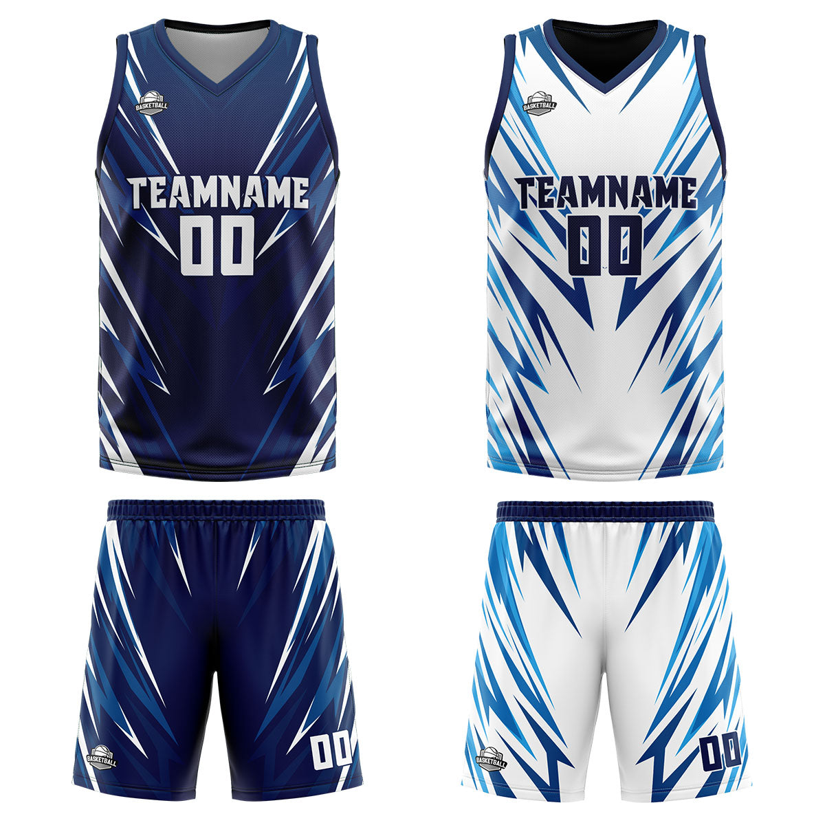 Custom Dark Blue Reversible Basketball Suit for Adults and Kids Personalized Jersey enthsush