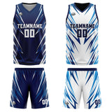 Custom Dark Blue Reversible Basketball Suit for Adults and Kids Personalized Jersey