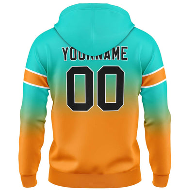 Custom Gradient Hoodie For Man Woman Girl Boy Print Your Logo Name Number Teal&Orange enthsush