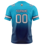 Custom Aqua Dark Blue Gradient Football Jersey Personalized Football Shirts for Men Women  Printed Team Name Number Logo