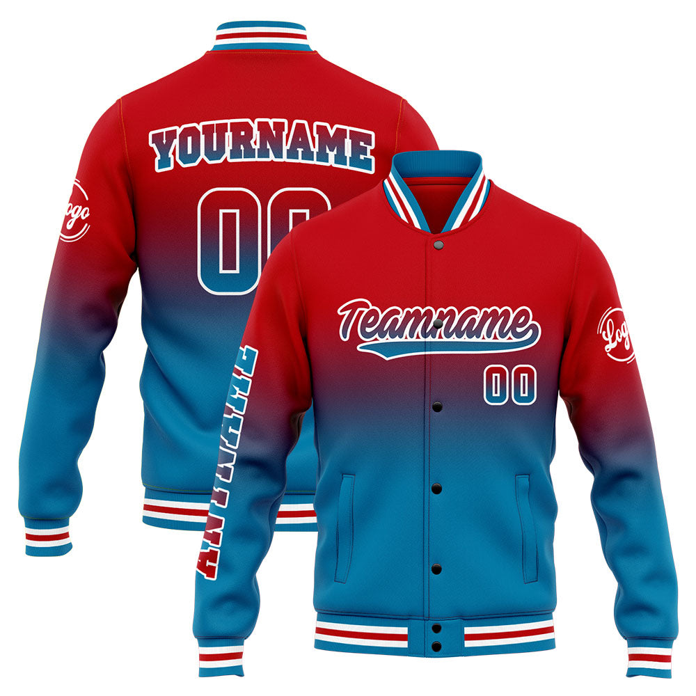 Custom Varsity Jacket Letterman jacket for Men, Women and Youth Blue Red enthsush