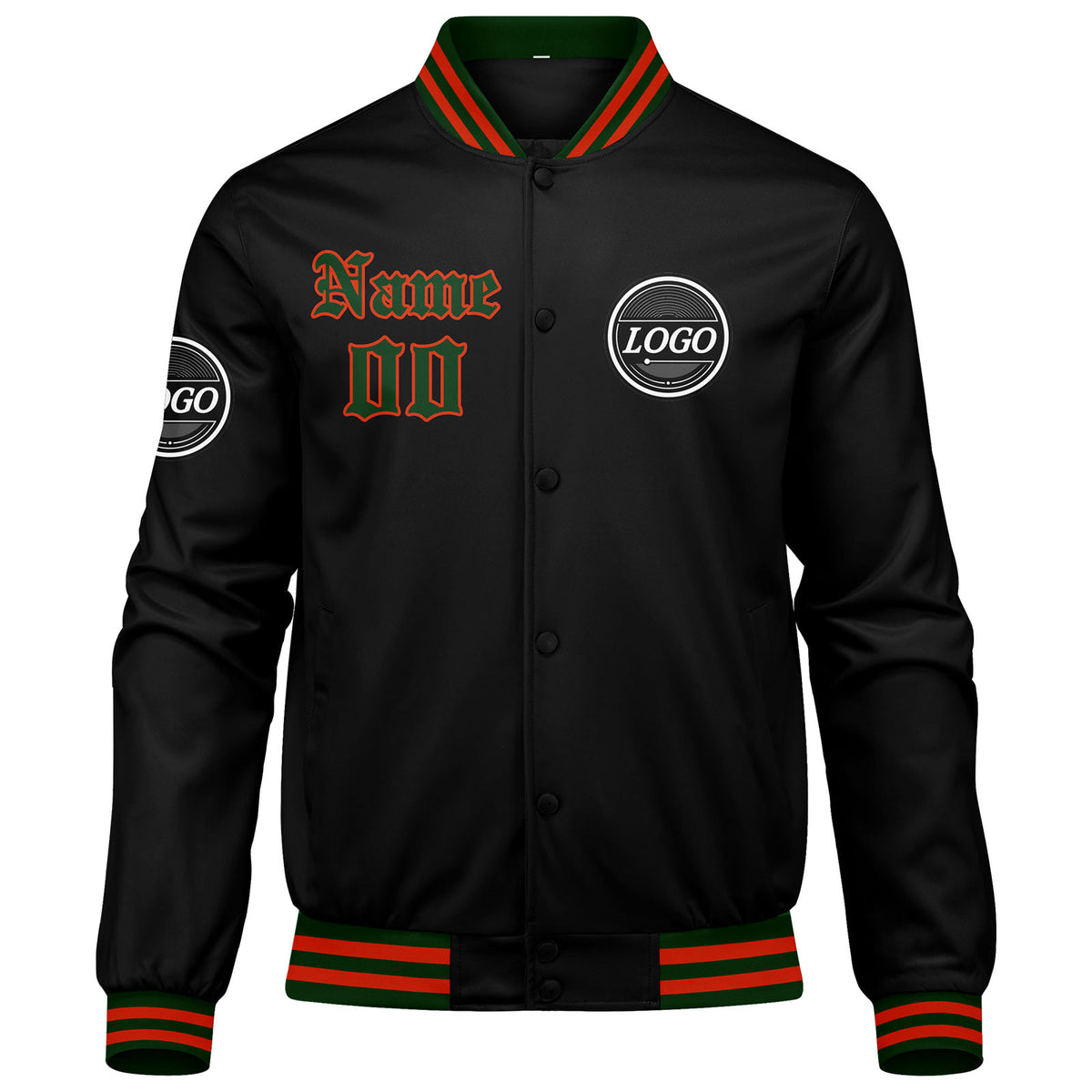 Custom Varsity Jacket Letterman jacket for Men, Women and Youth Red Green enthsush