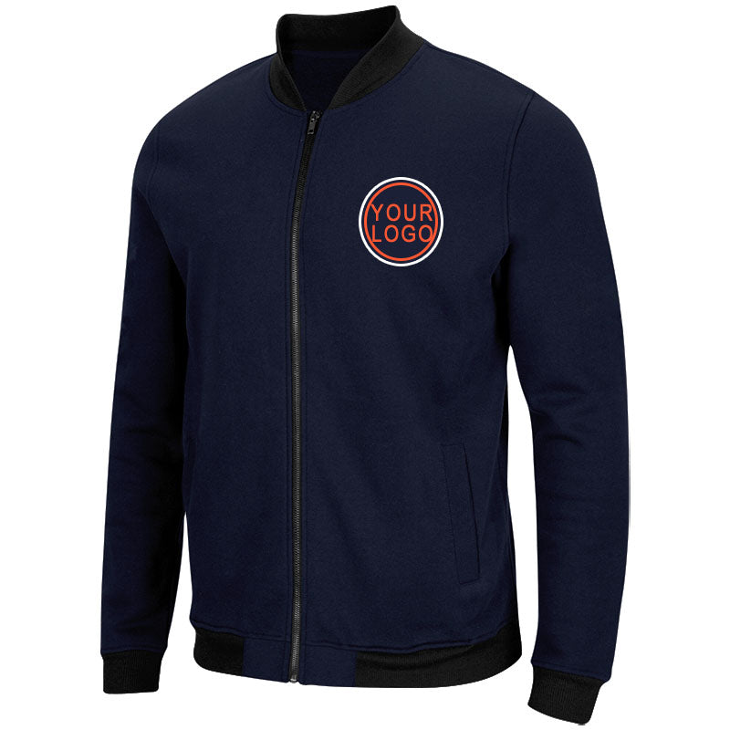 Custom Long Sleeve Windbreaker Jackets Uniform Printed Your Logo Name Number Navy-Orange-White enthsush