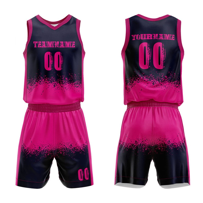 Custom Basketball Jersey Uniform Suit Printed Your Logo Name Number Navy-Hot Pink