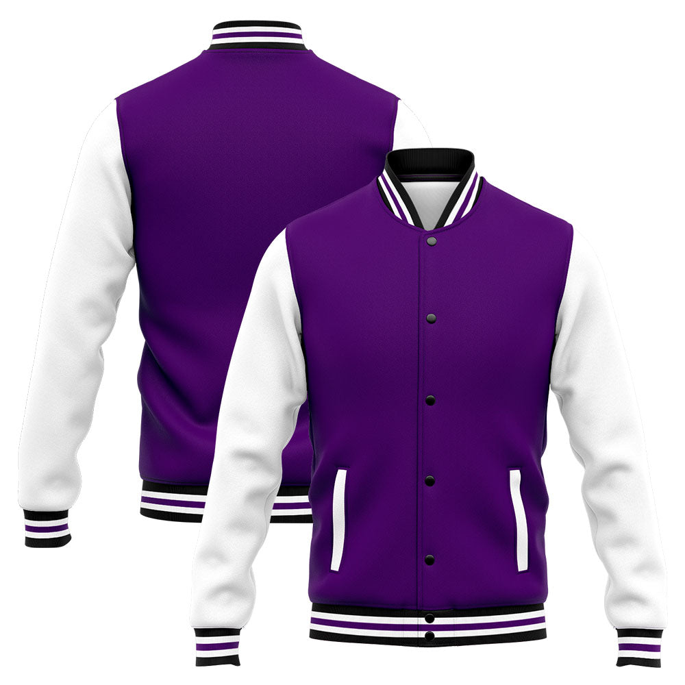 Custom Varsity Jacket Letterman jacket for Men, Women and Youth Purple White enthsush