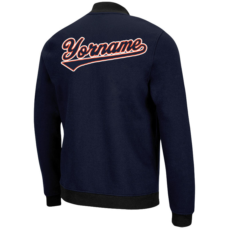 Custom Long Sleeve Windbreaker Jackets Uniform Printed Your Logo Name Number Navy-Orange-White enthsush