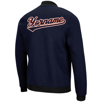 Custom Long Sleeve Windbreaker Jackets Uniform Printed Your Logo Name Number Navy-Orange-White enthsush