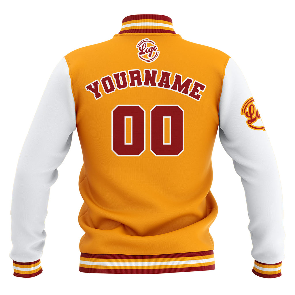 Custom Yellow Red White Waterproof Varsity Jackets Personalized Stitched Name Number Logo to Letterman Jackets enthsush