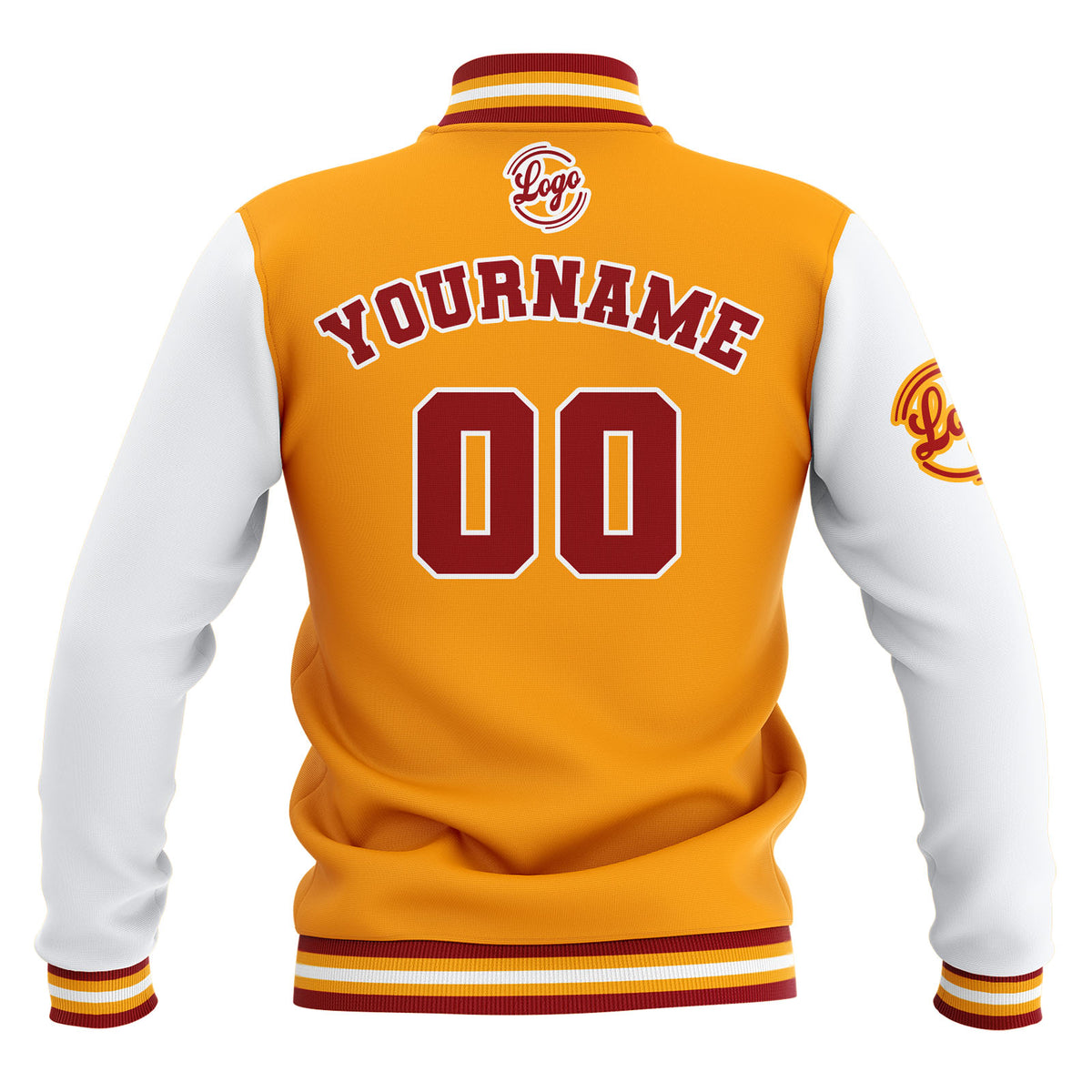 Custom Yellow Red White Waterproof Varsity Jackets Personalized Stitched Name Number Logo to Letterman Jackets enthsush