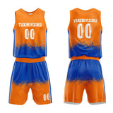 Custom Basketball Jersey Uniform Suit Printed Your Logo Name Number Orange-Blue