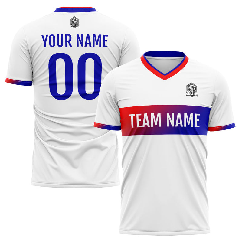 Custom Soccer Jerseys for Men Women Personalized Soccer Uniforms for Adult and Kid White&Blue&Red