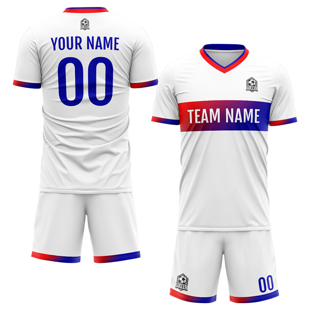 Custom Soccer Jerseys for Men Women Personalized Soccer Uniforms for Adult and Kid White&Blue&Red enthsush