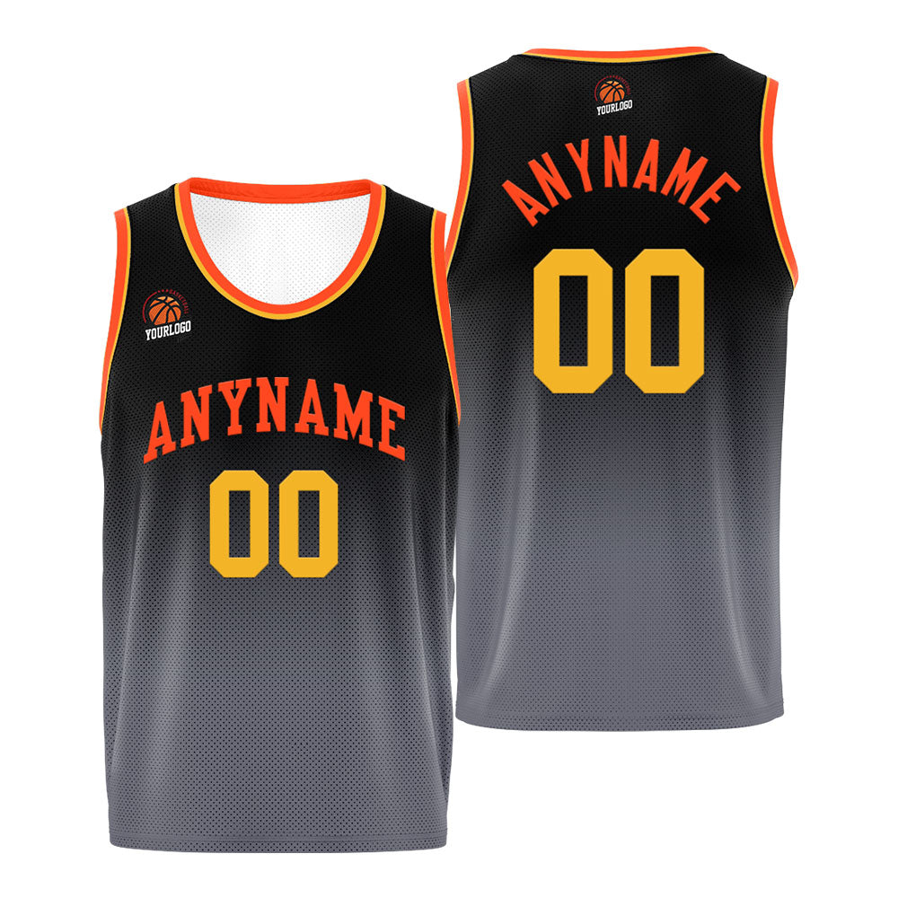 Custom Basketball Jersey Personalized Stitched Team Name Number Logo Orange&Blue enthsush