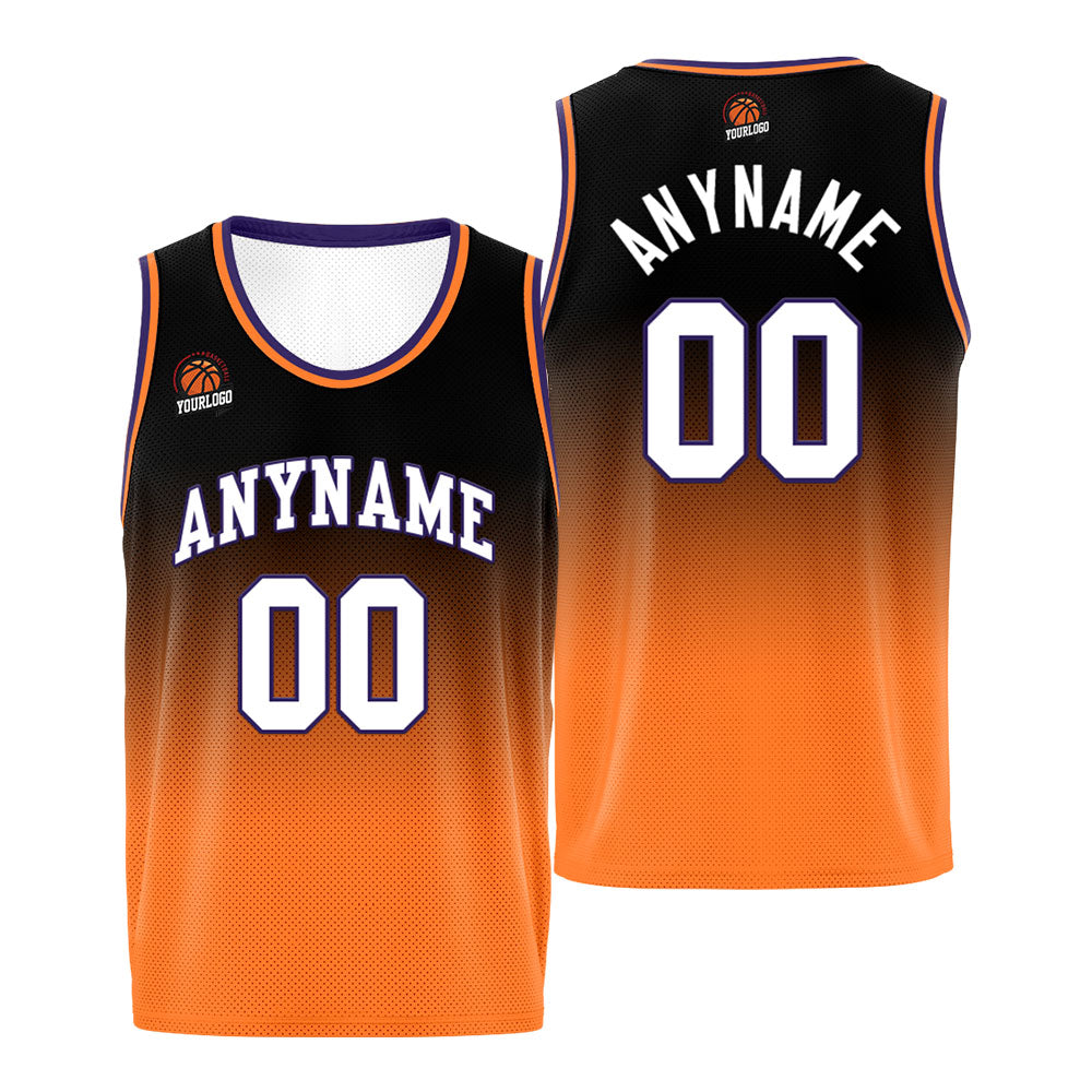 Custom Basketball Jersey Personalized Stitched Team Name Number Logo Purple&Orange enthsush