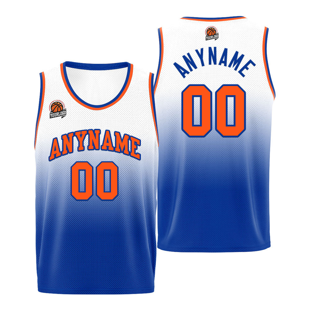 Custom Basketball Jersey Personalized Stitched Team Name Number Logo Royal&Orange enthsush