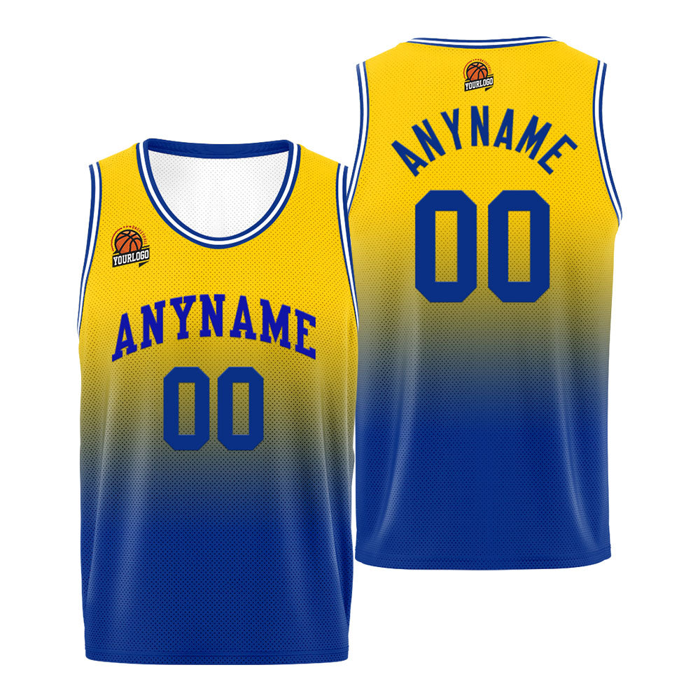 Custom Basketball Jersey Personalized Stitched Team Name Number Logo Royal&Yellow enthsush