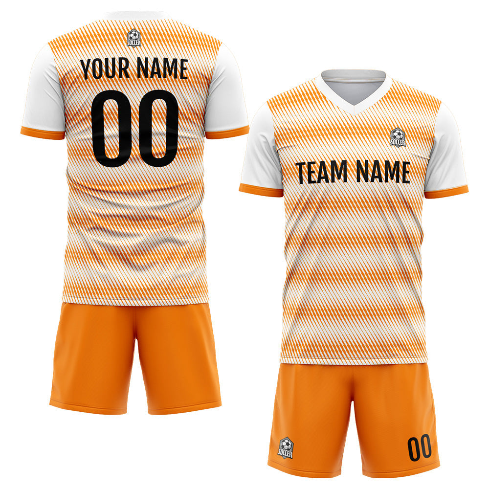 Custom Soccer Jerseys for Men Women Personalized Soccer Uniforms for Adult and Kid White-Orange enthsush