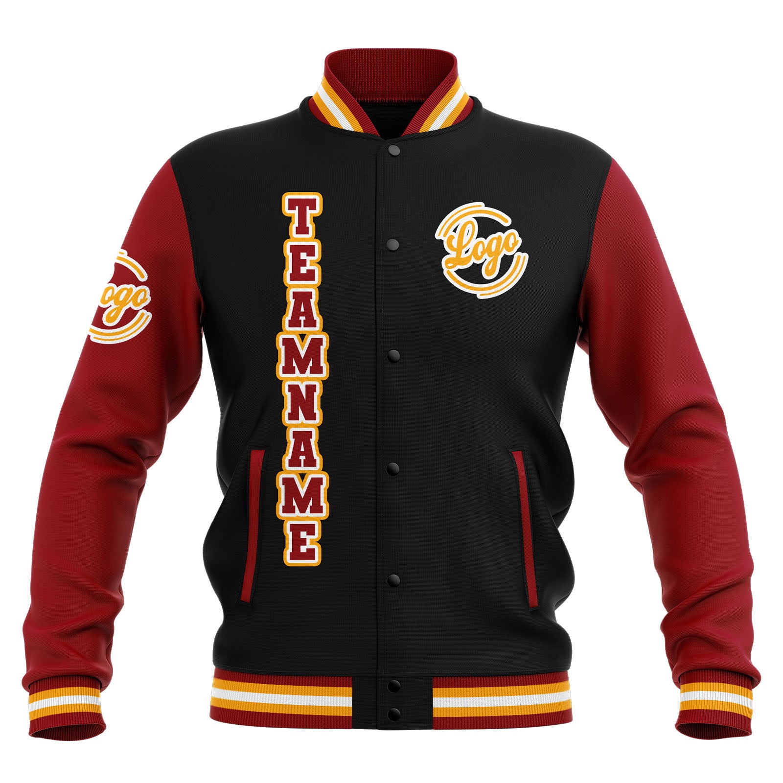 Custom Black Red Yellow Waterproof Varsity Jackets Personalized Stitched Name Number Logo to Letterman Jackets enthsush