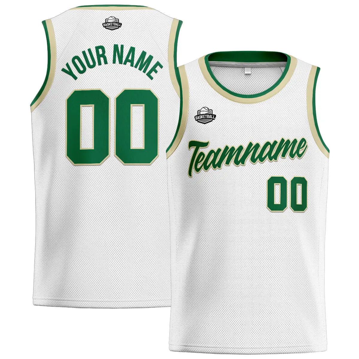 Custom Stitched Basketball Jersey for Men, Women  And Kids White-Green-Cream enthsush