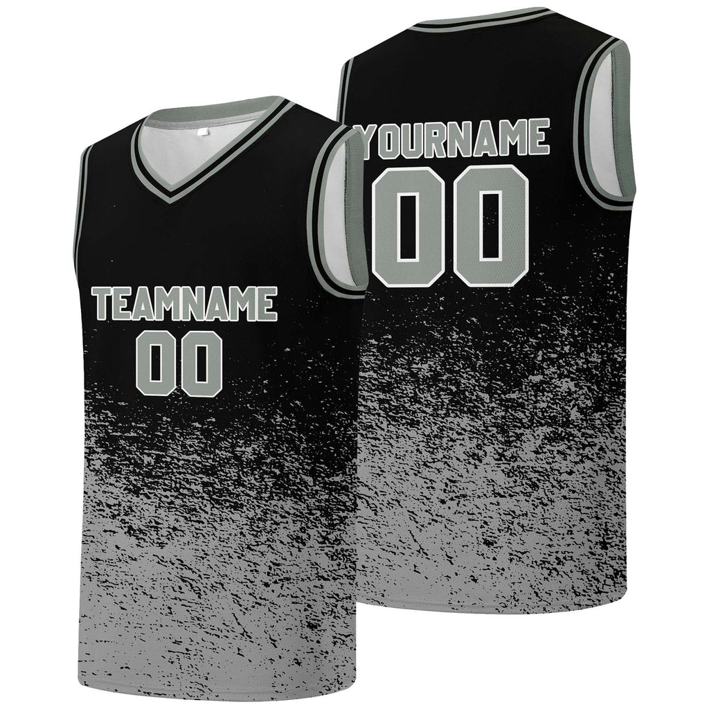 Custom basketball jersey for men and women. Stitched and printed name, number and logo Black&Gray enthsush