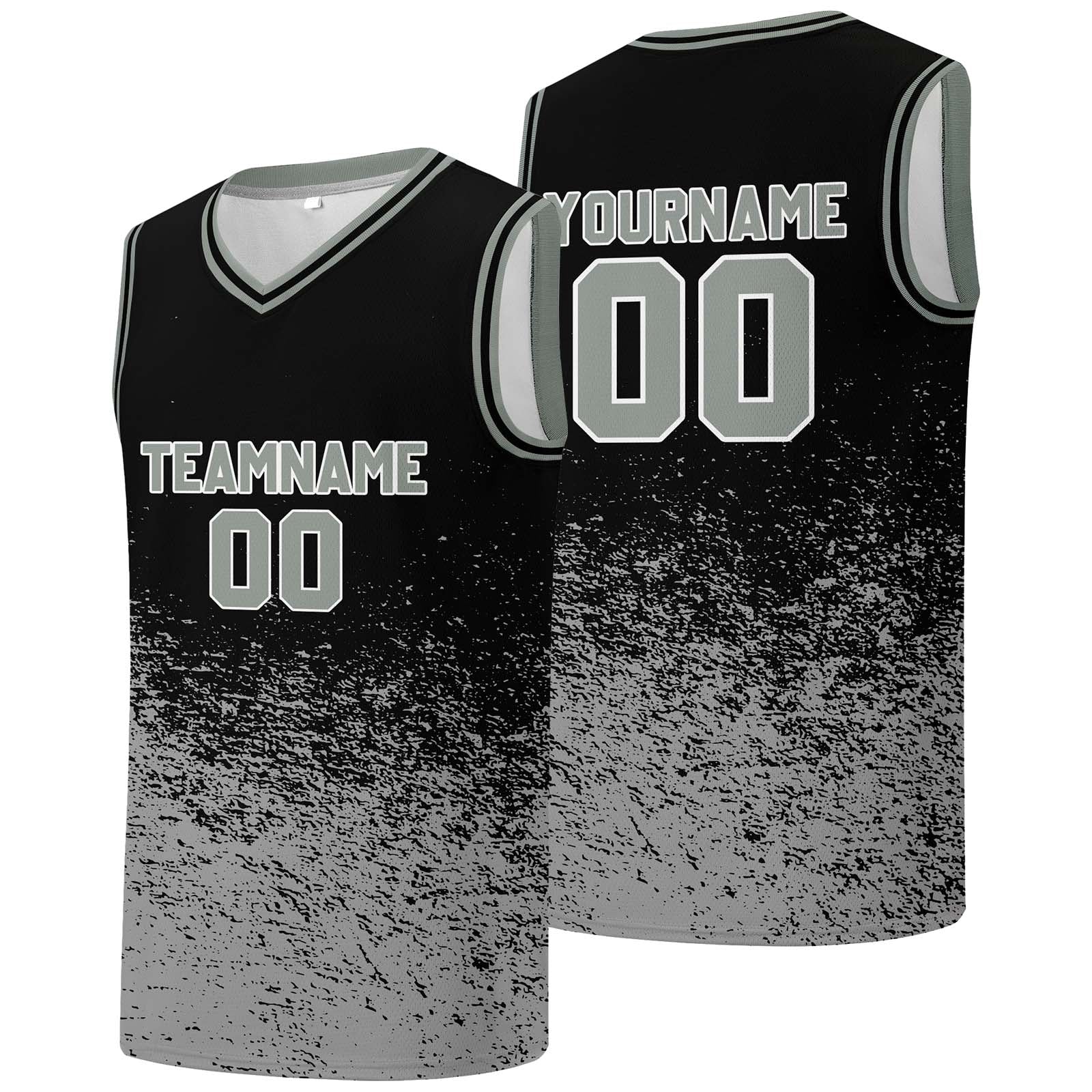 Custom basketball jersey for men and women. Stitched and printed name, number and logo Black&Gray enthsush