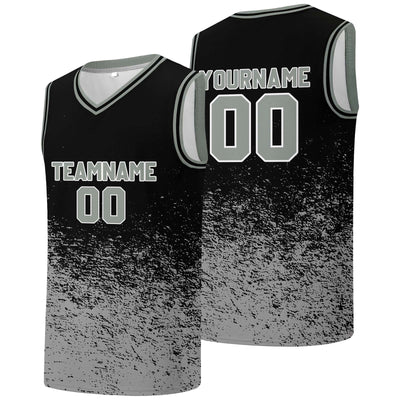 Custom basketball jersey for men and women. Stitched and printed name, number and logo Black&Gray enthsush