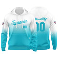 Custom Gradient Hoodie For Man Woman Girl Boy Print Your Logo Name Number Blue White enthsush