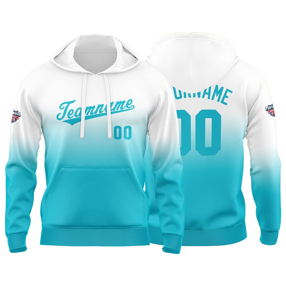 Custom Gradient Hoodie For Man Woman Girl Boy Print Your Logo Name Number Blue White enthsush
