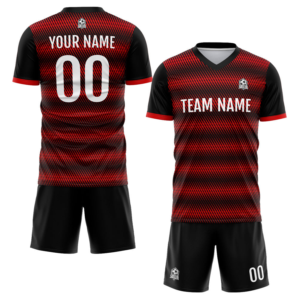 Custom Soccer Jerseys for Men Women Personalized Soccer Uniforms for Adult and Kid Black-Red enthsush