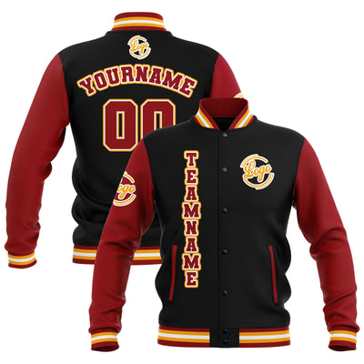 Custom Black Red Yellow Waterproof Varsity Jackets Personalized Stitched Name Number Logo to Letterman Jackets enthsush